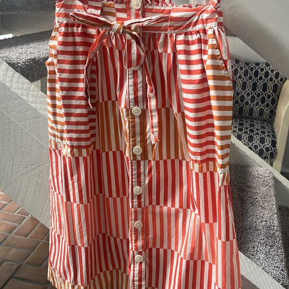 Who What Wear Dresses & Skirts - Two tone ruffle and bow orange stripe midi skirt M